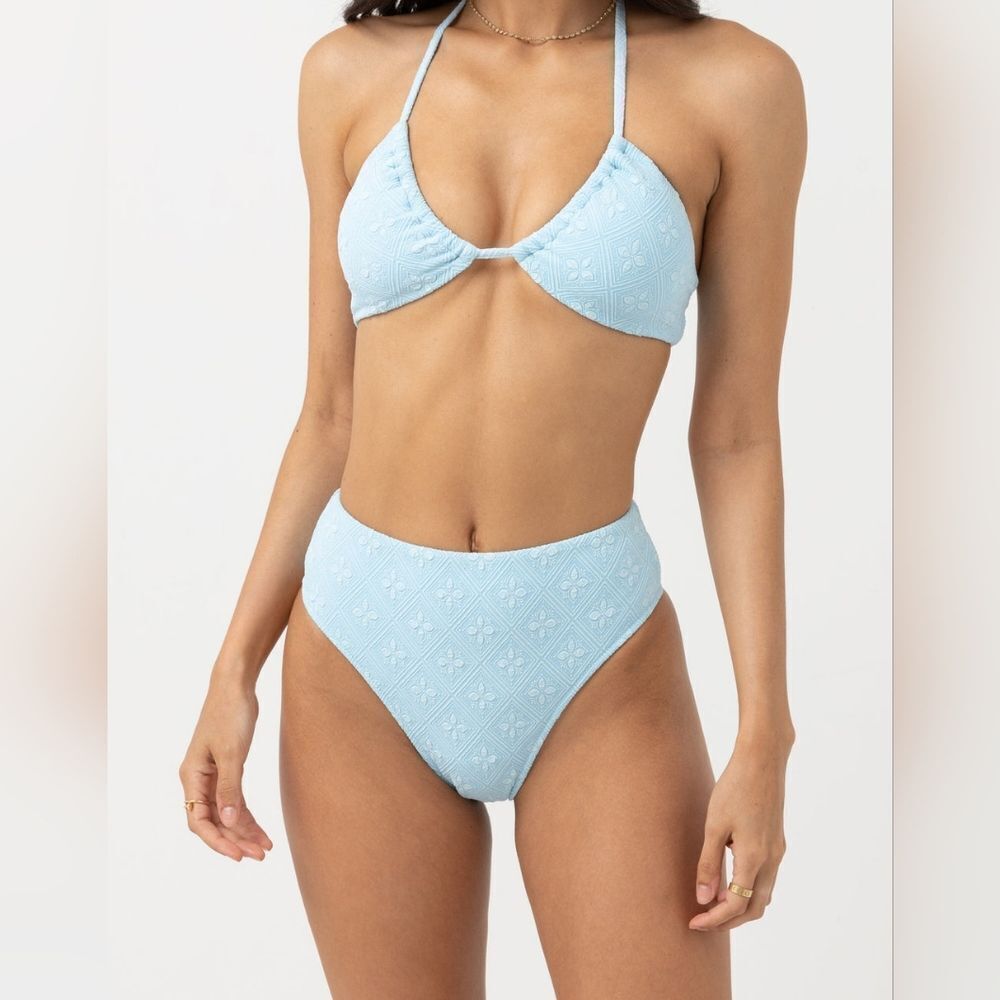 Rhythm Messina Geo Hi Waist Pant Size 8 / S in Lite Blue/Ocean NWT in packaging